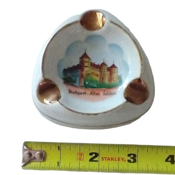 RW Bavaria Porcelain Ashtray Dish Gold Trim Stuttgart Altes Schloss Trinket Vtg. - Picture 3 of 16